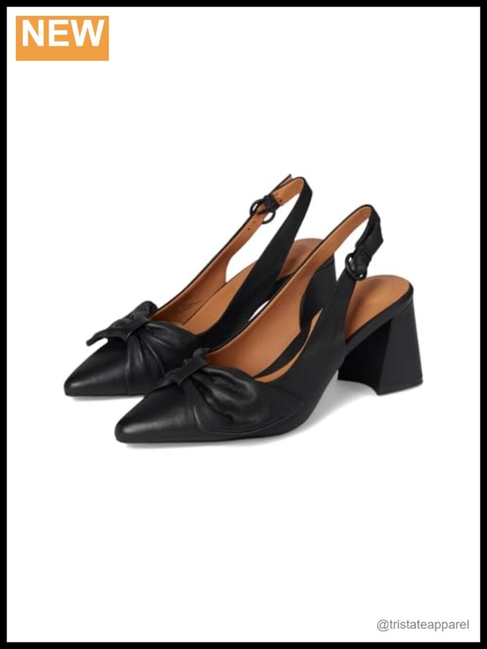 Slingback Pump Pointed Toe Block Heel Leather Dress Shoe